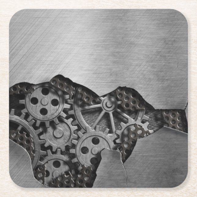 Posavasos Cuadrado De Papel Fondo metalizado con daño mecánico (Anverso)