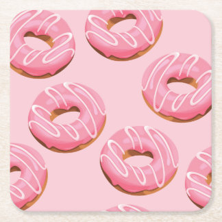 Posavasos Cuadrado De Papel Fondo transparente de donuts acristalados