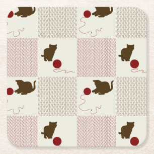 Posavasos Cuadrado De Papel Fondos de los gatitos