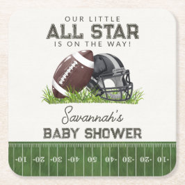 Posavasos Cuadrado De Papel Football Little All Star Touchdown Baby Shower