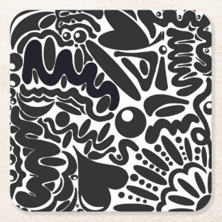Posavasos Cuadrado De Papel Formas abstractas en blanco y negro