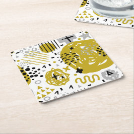 Posavasos Cuadrado De Papel Formas de arte abstracto coloridas y modernas