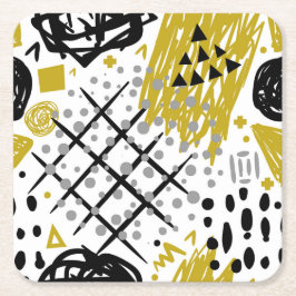 Posavasos Cuadrado De Papel Formas de arte abstracto coloridas y modernas