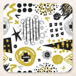 Posavasos Cuadrado De Papel Formas de arte abstracto coloridas y modernas