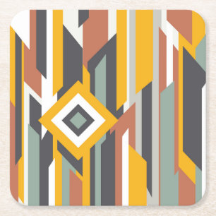 Posavasos Cuadrado De Papel Formas, líneas y cajas abstractas coloridas