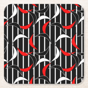 Posavasos Cuadrado De Papel Formas para la luna roja y blanca negra