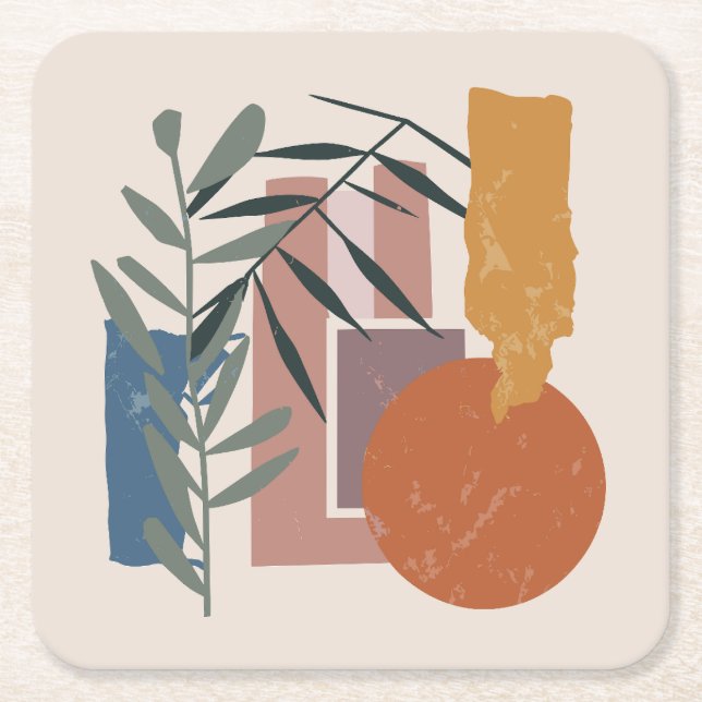 Posavasos Cuadrado De Papel Formas Y Palabras Ahumadas (Anverso)