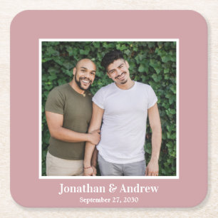 Posavasos Cuadrado De Papel Foto Boda LGBTQ