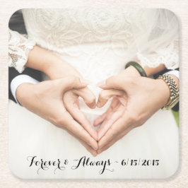 Posavasos Cuadrado De Papel Foto Boda personalizada para siempre