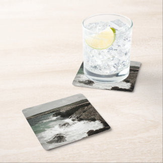 Posavasos Cuadrado De Papel Foto costera de olas rompientes