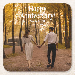 Posavasos Cuadrado De Papel Foto de aniversario personalizada crea la tuya