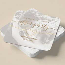 Posavasos Cuadrado De Papel Foto de Boda Felices para Siempre