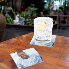 Posavasos Cuadrado De Papel Foto de cumpleaños con Cheers
