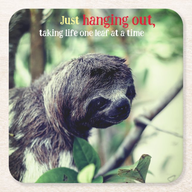 Posavasos Cuadrado De Papel Foto de eslogan en árbol (Anverso)