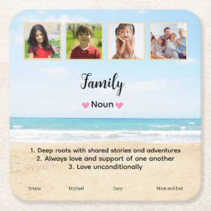 Posavasos Cuadrado De Papel Foto de familia personalizada linda