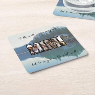Posavasos Cuadrado De Papel Foto de familia personalizada linda