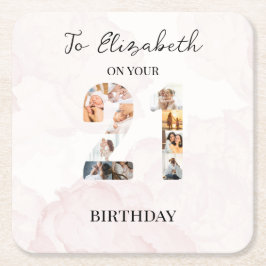 Posavasos Cuadrado De Papel Foto de familia personalizada linda