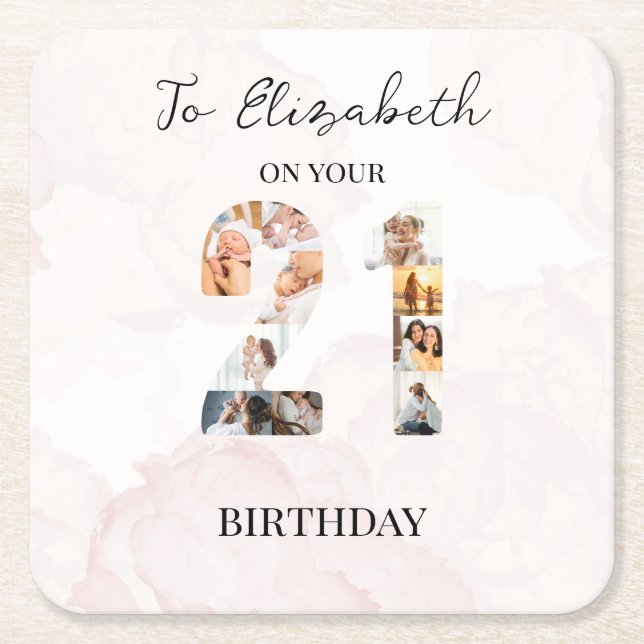 Posavasos Cuadrado De Papel Foto de familia personalizada linda  (Anverso)