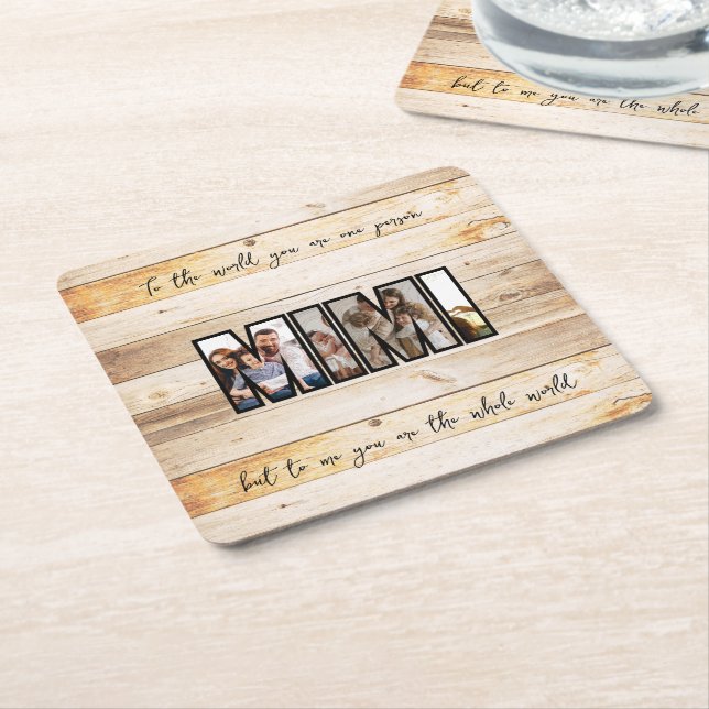 Posavasos Cuadrado De Papel Foto de familia personalizada linda  (En perspectiva)