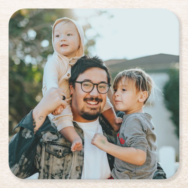 Posavasos Cuadrado De Papel Foto de familia personalizado personalizada (Anverso)