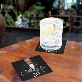 Posavasos Cuadrado De Papel Foto de fiesta de cumpleaños brindis