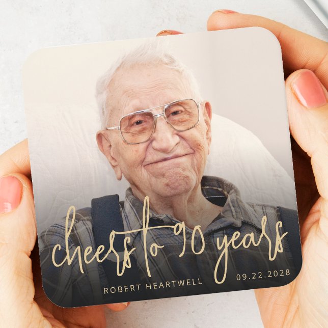Posavasos Cuadrado De Papel Foto de fiesta de cumpleaños número 90, guión de o (Subido por el creador)
