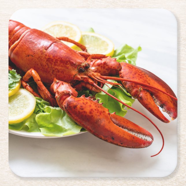 Posavasos Cuadrado De Papel Foto de Lobster (Anverso)