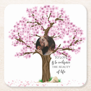 Posavasos Cuadrado De Papel Foto de Personalizado boda