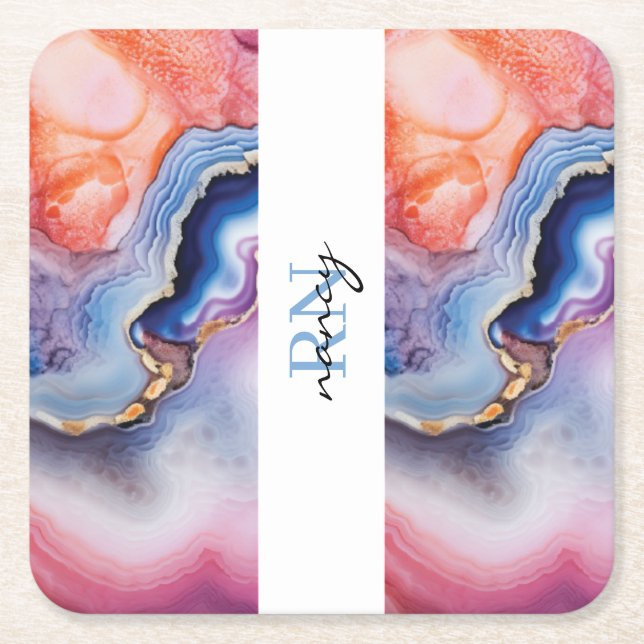 Posavasos Cuadrado De Papel Foto de Personalizado boda (Anverso)