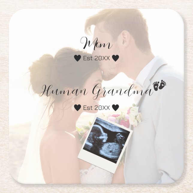 Posavasos Cuadrado De Papel Foto de Personalizado boda (Anverso)