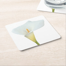 Posavasos Cuadrado De Papel Foto del jardín trasero de Calla blanca Lily Flowe