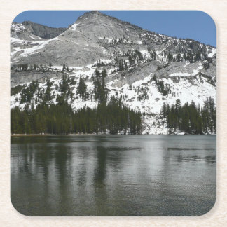 Posavasos Cuadrado De Papel Foto del Parque Nacional Yosemite del Lago Snowya