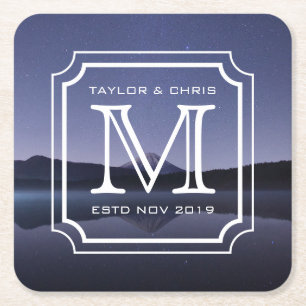 Posavasos Cuadrado De Papel Foto hermosa del paisaje del monograma hermoso