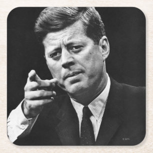 Posavasos Cuadrado De Papel Fotografía de John F. Kennedy 3