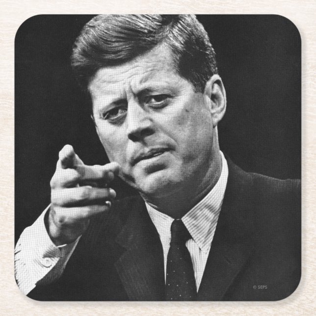 Posavasos Cuadrado De Papel Fotografía de John F. Kennedy 3 (Anverso)