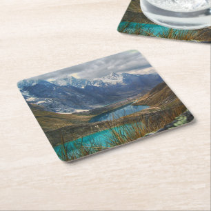 Posavasos Cuadrado De Papel Fotografía de Montañas Alpinas Escénicas