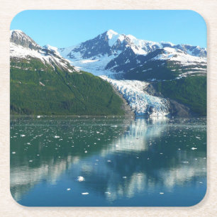 Posavasos Cuadrado De Papel Fotografía Hermosa de Alaska en el Fiordo de Colle