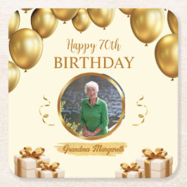 Posavasos Cuadrado De Papel Fotografías por 70 años