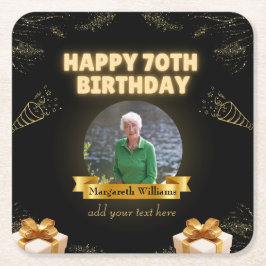 Posavasos Cuadrado De Papel Fotografías por 70 años