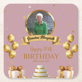 Posavasos Cuadrado De Papel Fotografías por 70 años