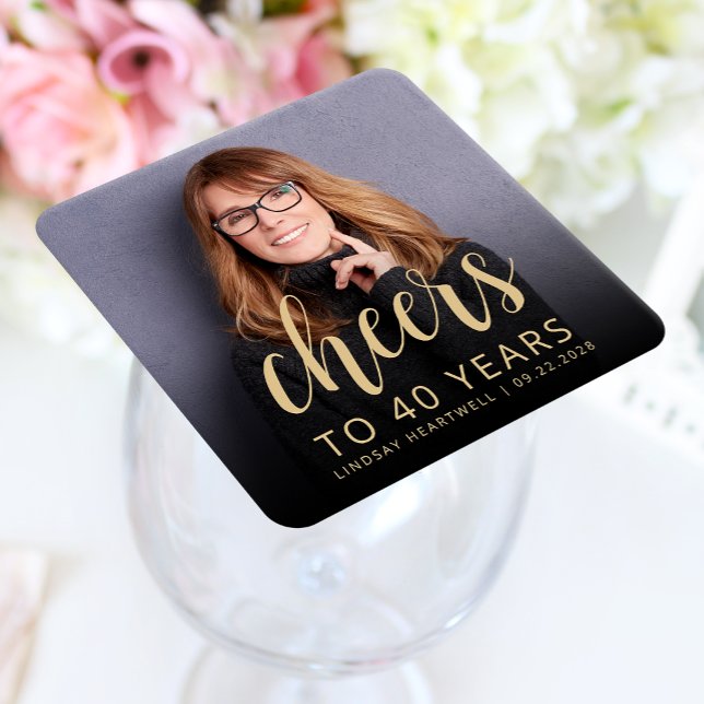 Posavasos Cuadrado De Papel Fotógrafo Fiesta de cumpleaños número 40 (Subido por el creador)