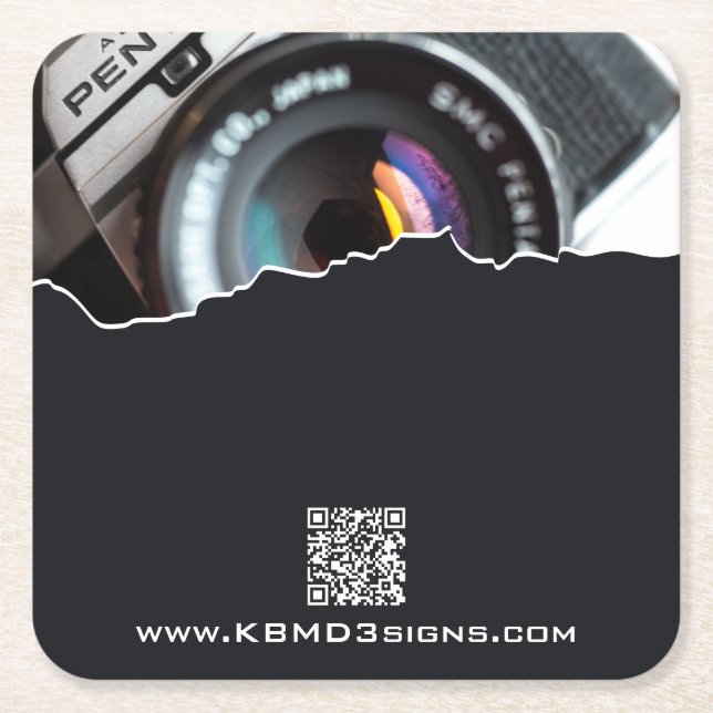 Posavasos Cuadrado De Papel Fotógrafo promocional Black Square Paper Coas (Anverso)