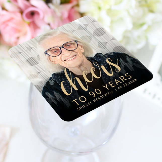Posavasos Cuadrado De Papel Fotomontaje de la fiesta de cumpleaños número 90 (Subido por el creador)
