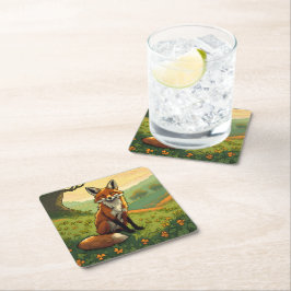 Posavasos Cuadrado De Papel Fox en los Shamrock