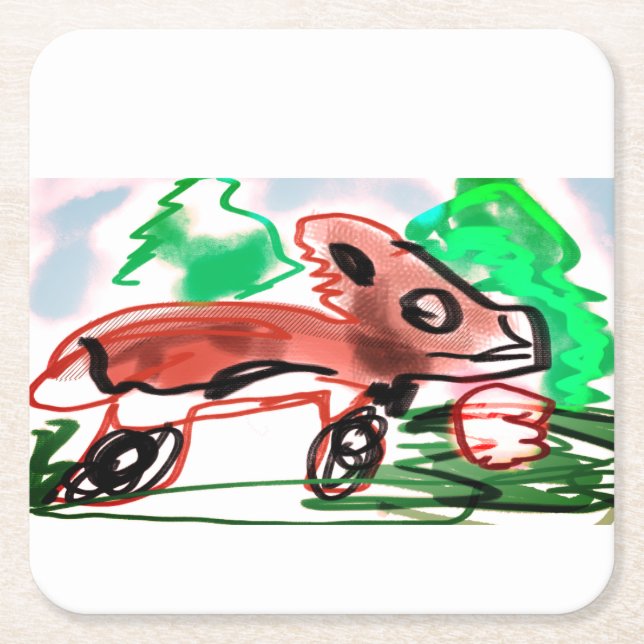 Posavasos Cuadrado De Papel Fox en primavera (Anverso)