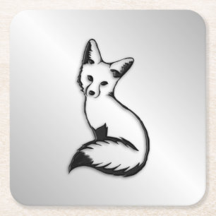 Posavasos Cuadrado De Papel Fox plateado