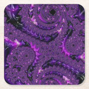 Posavasos Cuadrado De Papel Fractal púrpura