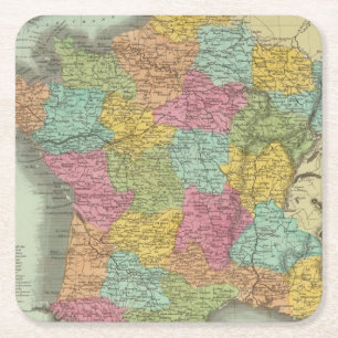 Posavasos Cuadrado De Papel Francia en los departamentos 2