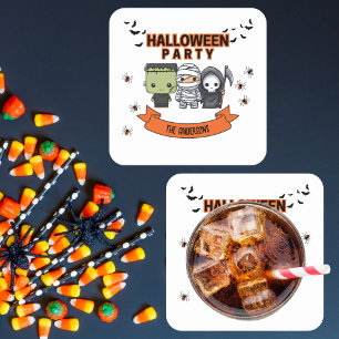 Posavasos Cuadrado De Papel Frankenstein Momia Segador Cute Halloween