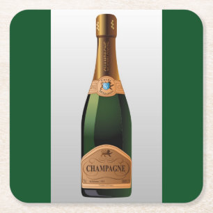 POSAVASOS CUADRADO DE PAPEL FRASCO DE CHAMPAGNE